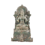 Indonesian Bronze Lord Vishnu on Throne with Garuda 12 Inch Sculpture | Jaipurio